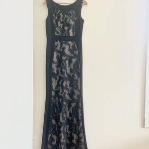 Sangria Sleeveless Long Jersey Dress with Bonded Lace AWHGC93 David’s Bridal 8